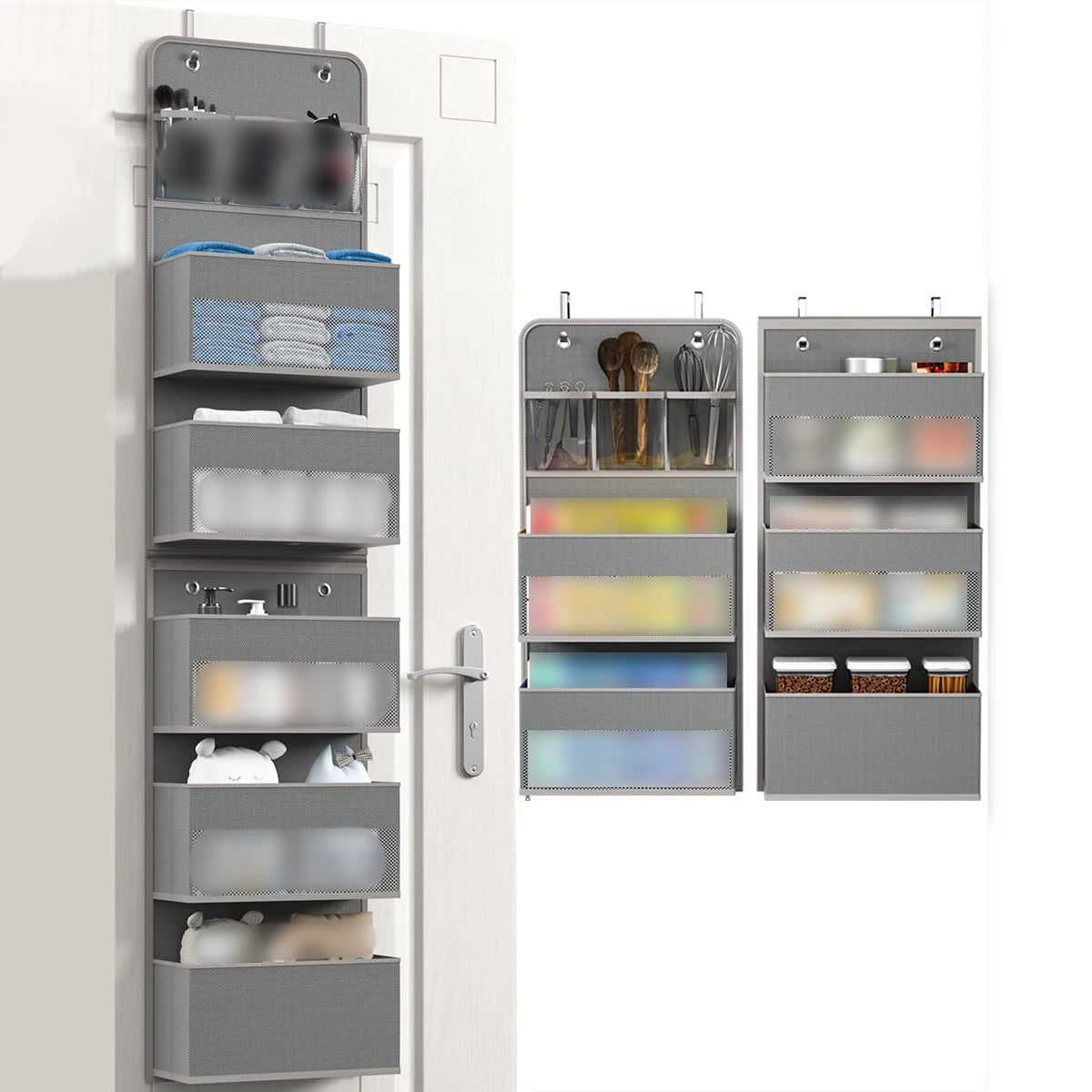 1 PC Non-Woven Fabric, 6-Layer Detachable, Divided Into 2 Hanging Storage Door Devices With Hooks, Anti Swinging Dormitory