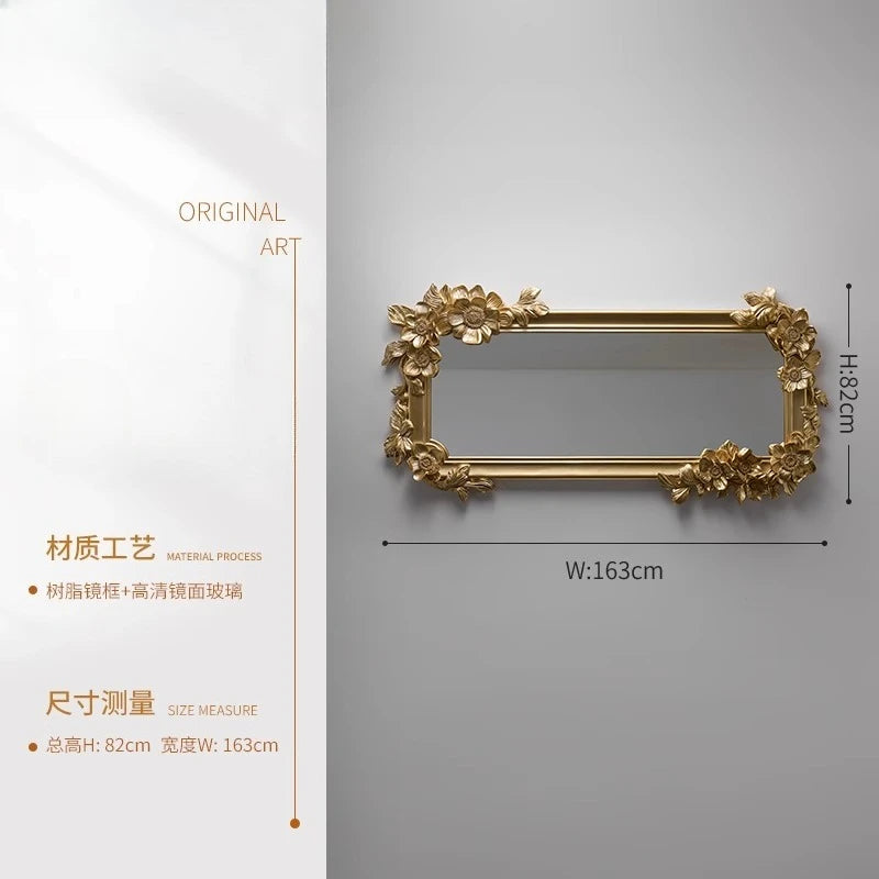 French retro carved fireplace decorative mirror wall-mounted American European wall-mounted dressing advanced full-length mirror
