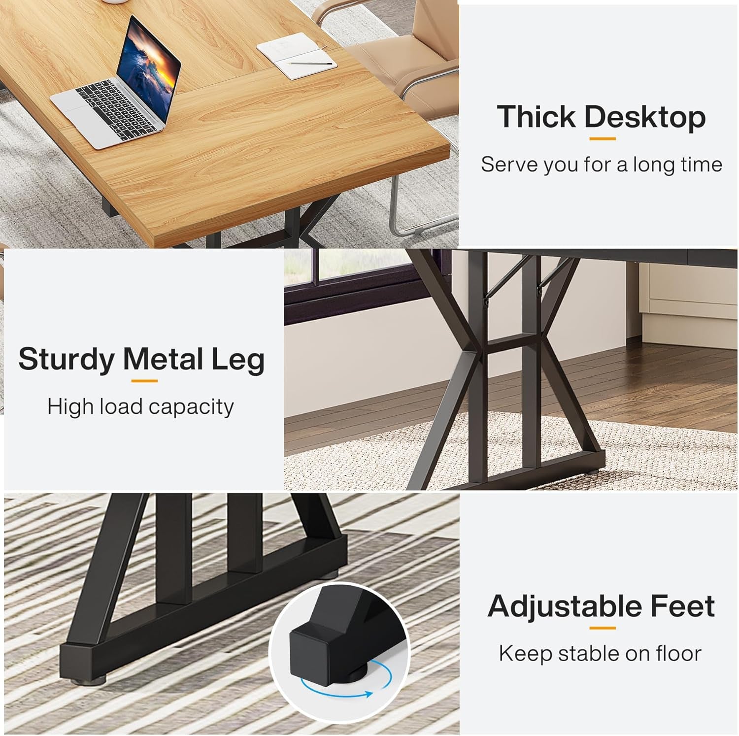 70.8-Inch Executive Desk, Large Computer Office Desk Workstation SHIPPING ONLY IN USA