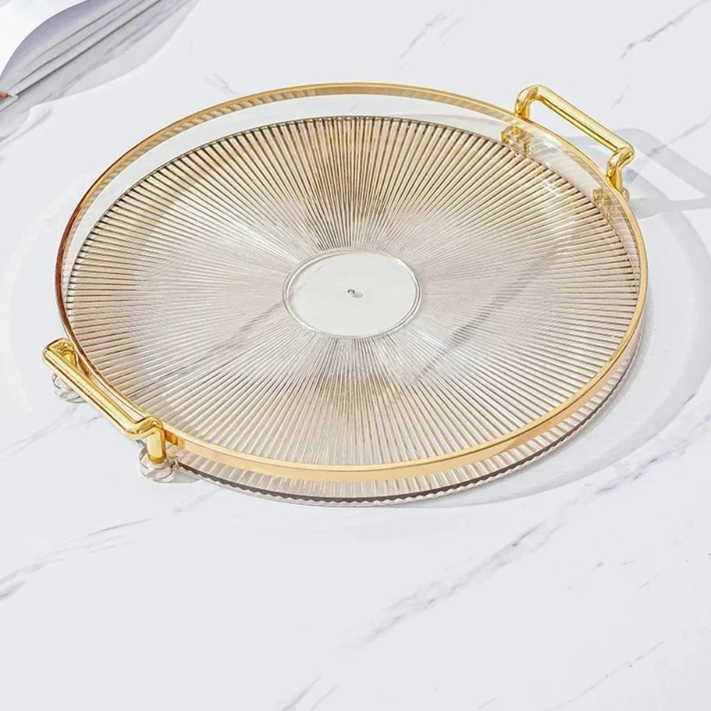 Round Serving Decorative Tray Plastic Serving Tray Kitchen Storages Decor for Party Coffee Table for Living Room Bathroom