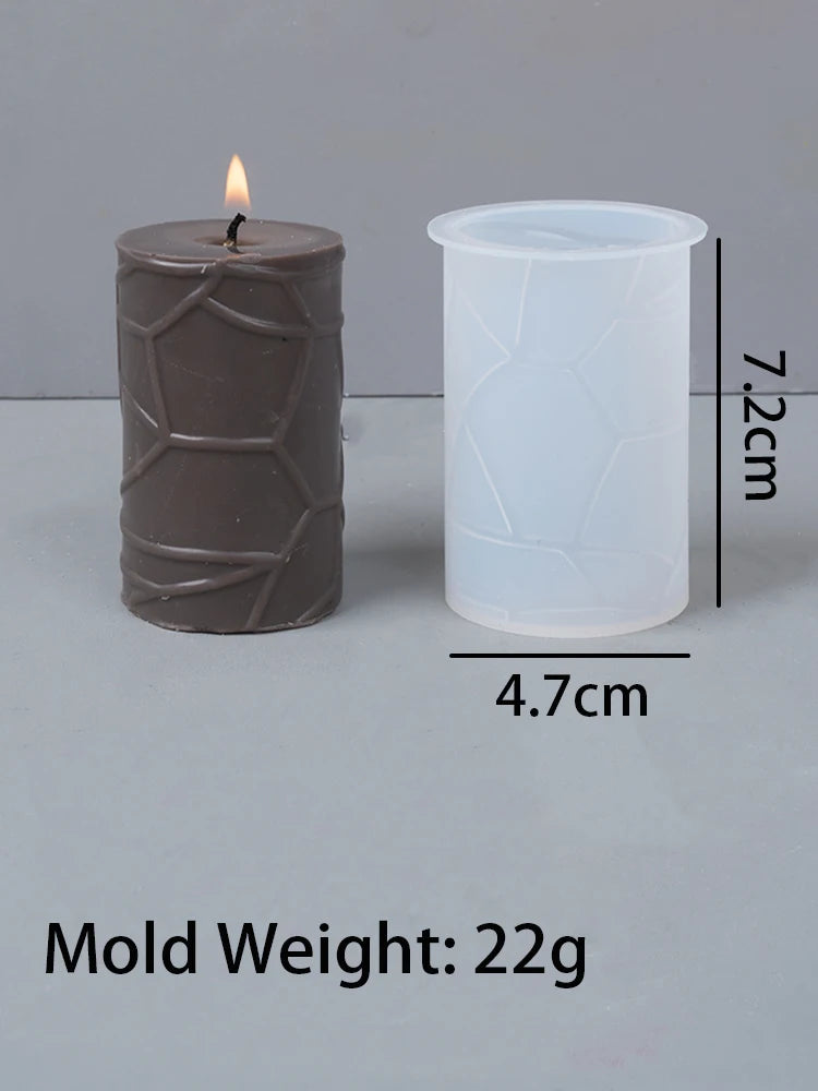 3D Geometric Silicone Candle Mold New Texture Cylindrical Scented Soap Mold DIY Square Column Hexagonal Cylinder Mold Home Decor