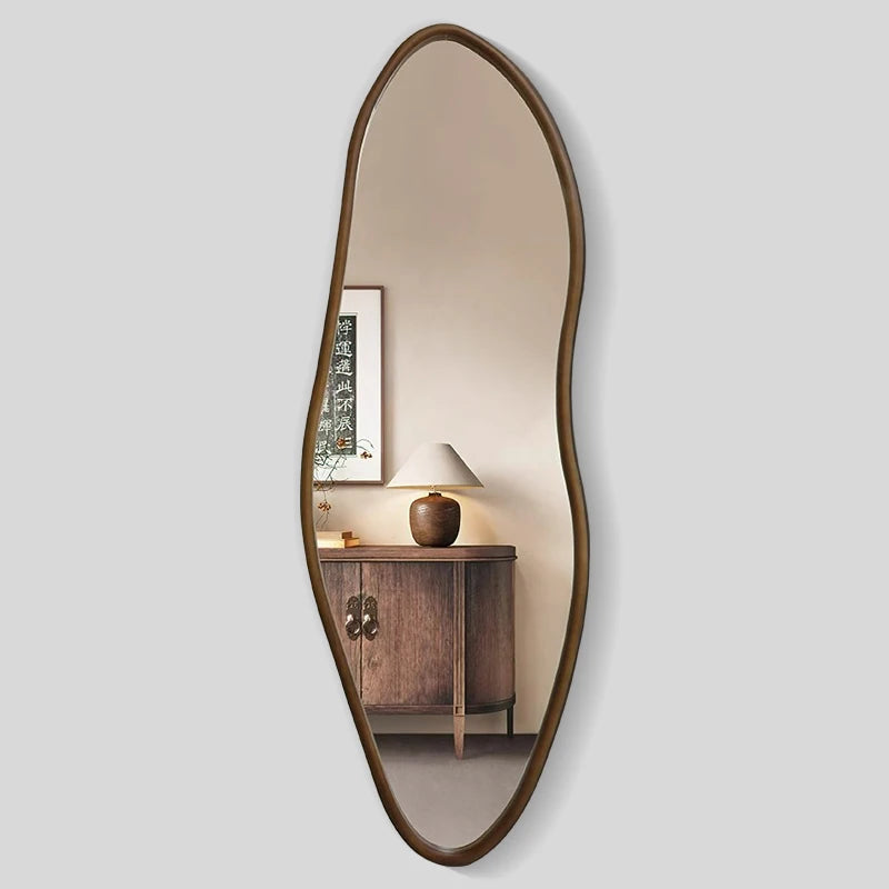 Vintage Home Decor Mirror Solid Wood frame Irregular Shape Full-length Mirror Wall-Mounted HD Dressing Mirror Size56x165cm