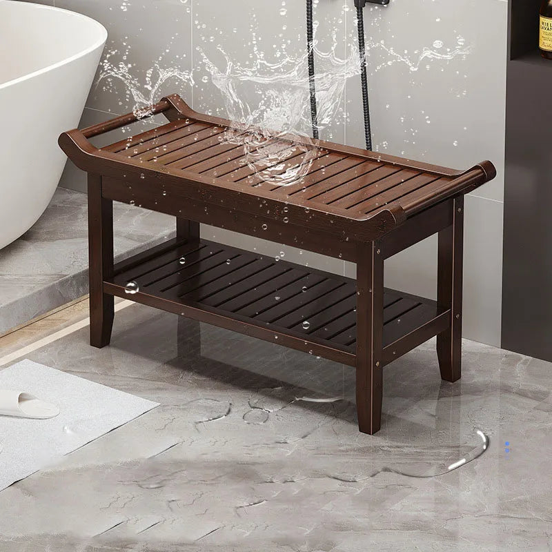Wooden Shower Bench Stool Shower Stool With Storage Shelf Bathroom Bench Seat Chair Spa Bath Stool For Adults SPA Relaxing Bath