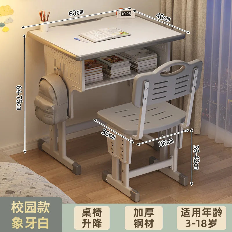 Children's Study Student Desk and Chair Set Adjustable Height Writing Desk for Kids Home & School Standard & Pro Cushion Version