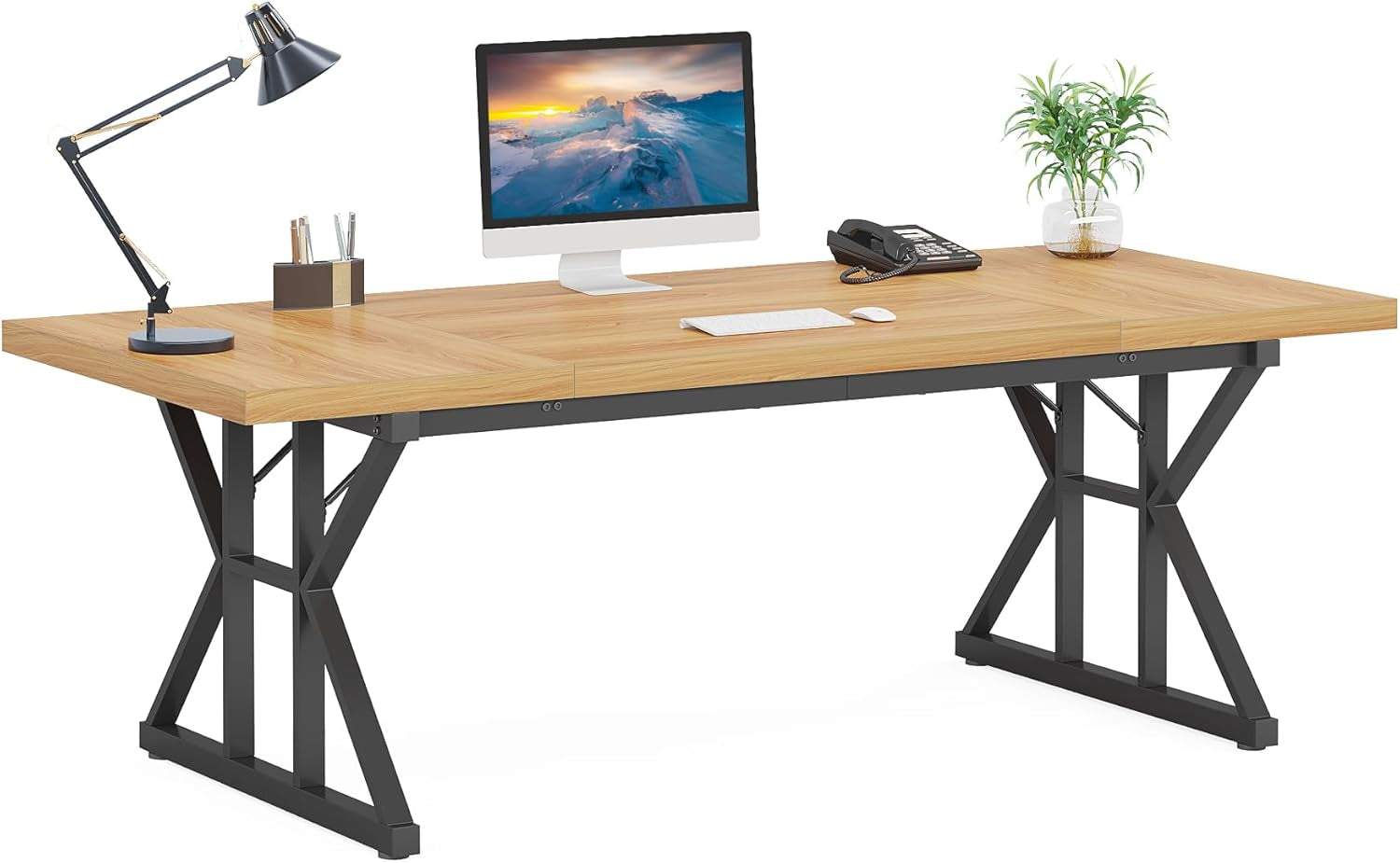 70.8-Inch Executive Desk, Large Computer Office Desk Workstation SHIPPING ONLY IN USA