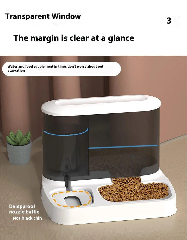 Automatic Cat Feeder and Water Dispenser Combo Dual Bowl Pet Food Dish Smart Timer Dog Bowl All-in-One Feeding Station