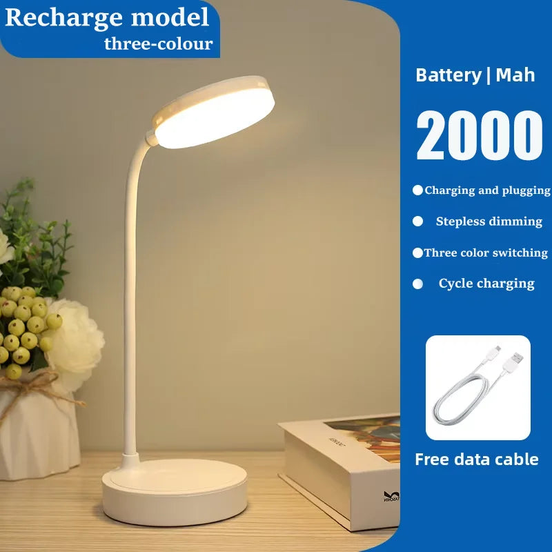 2 Pack LED Desk Lamps, Portable Table Lamp with USB, 3 Brightness, Eye Protection, Touch Control for Bedroom or Office