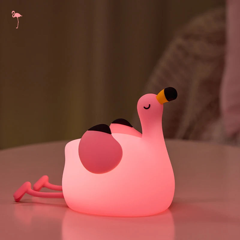 Cute Animal Silicone Night Light Fox Frog Nursery Sleeping Lamp Rechargable Duck Touch Sensor Beside Lamp For Bedroom Decor