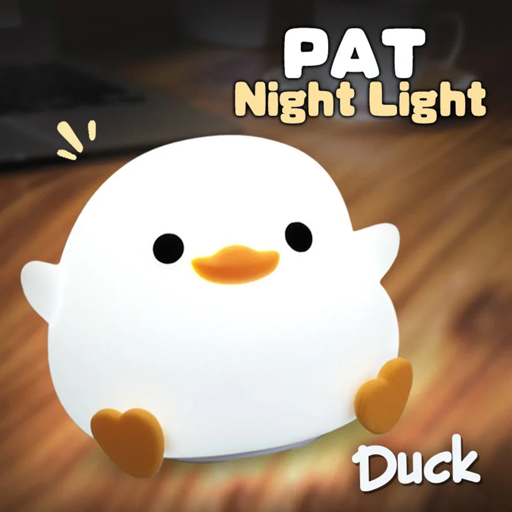 Cute Silicone Penguin Night Light Rechargeable Timing Sea Otter Sleeping Night Lamp Touch Control Beside Lamp for Nursery Room