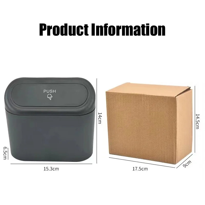 Hanging Car Trash Can with Lid Car Dustproof Trash Can ABS Home Office Multifunctional Storage Box Car Interior Accessories
