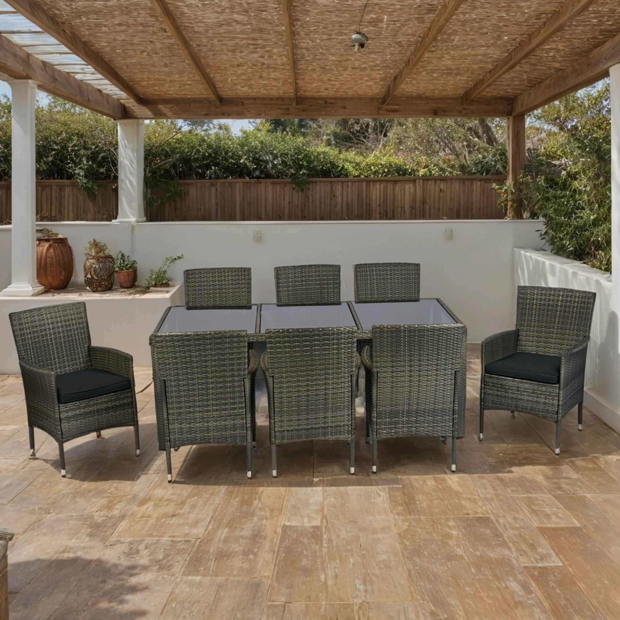 9 piece Outdoor Patio Wicker Dining Set Patio Wicker Furniture Dining SHIPPING ONLY IN USA