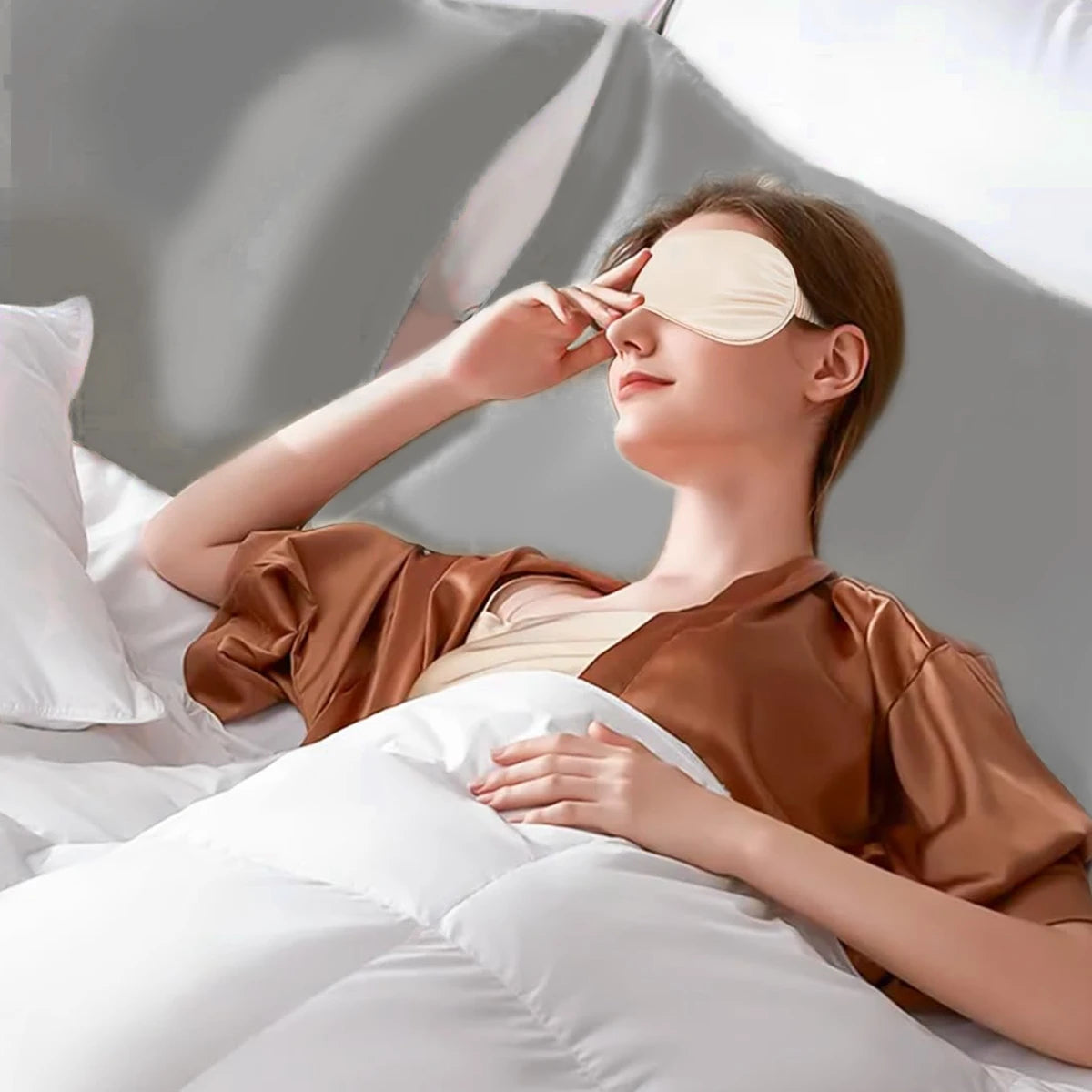 Silk Satin Pillowcase Simple Solid Color Pillow Cover Bedding Household Smooth Multicolor Satin Pillowcase Household 66x51cm
