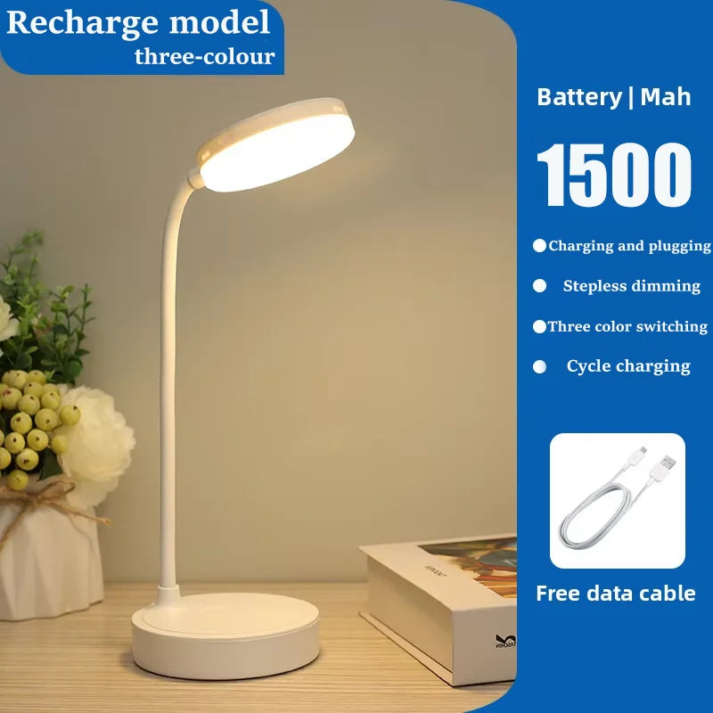 2 Pack LED Desk Lamps, Portable Table Lamp with USB, 3 Brightness, Eye Protection, Touch Control for Bedroom or Office
