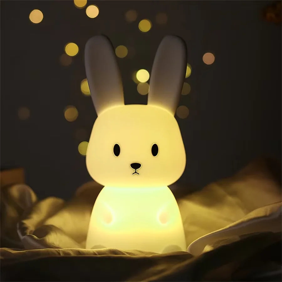 Cute Animal Silicone Night Light Fox Frog Nursery Sleeping Lamp Rechargable Duck Touch Sensor Beside Lamp For Bedroom Decor