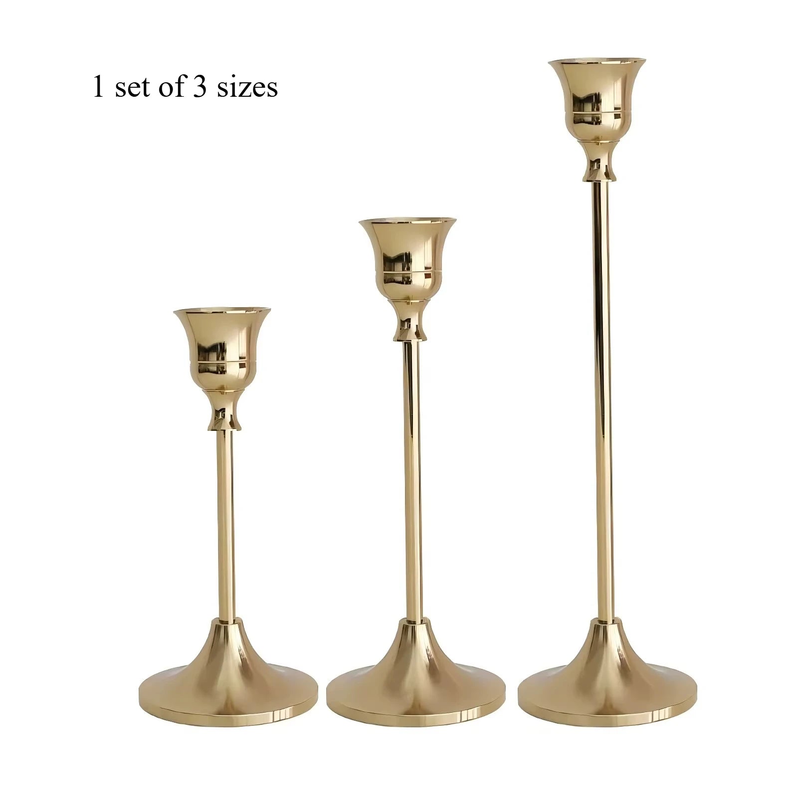 Set of 3 Vintage Elegant Metal and Aluminum Tabletop Candle Holders, Suitable for Wedding Anniversary, Home and Hotel Decoration