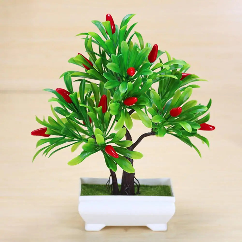 Artificial Orange Bonsai Potted Flower Home Office Garden Decor Peach pepper Tree Artificial Fruit Plant Potted Fake Plant Decor