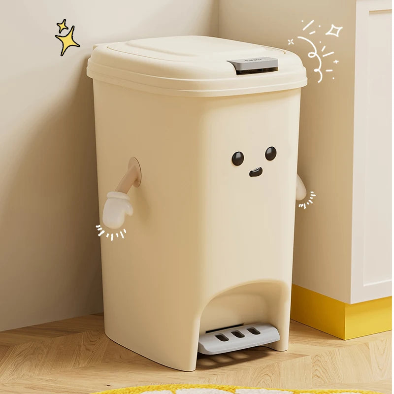 Uforu 10L/20L Back to School Large Capacity Foot Pedal Trash Can for Kitchen Dorm Room Toilet DIY Cute Creative Ash-Bin