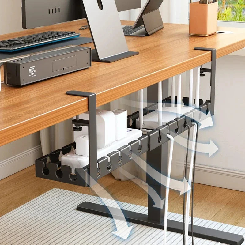 Extendable Under Desk Cable Management No Drilling Metal Cable Tray Space Saving Multipurpose Household Hanging Organizer Shelf