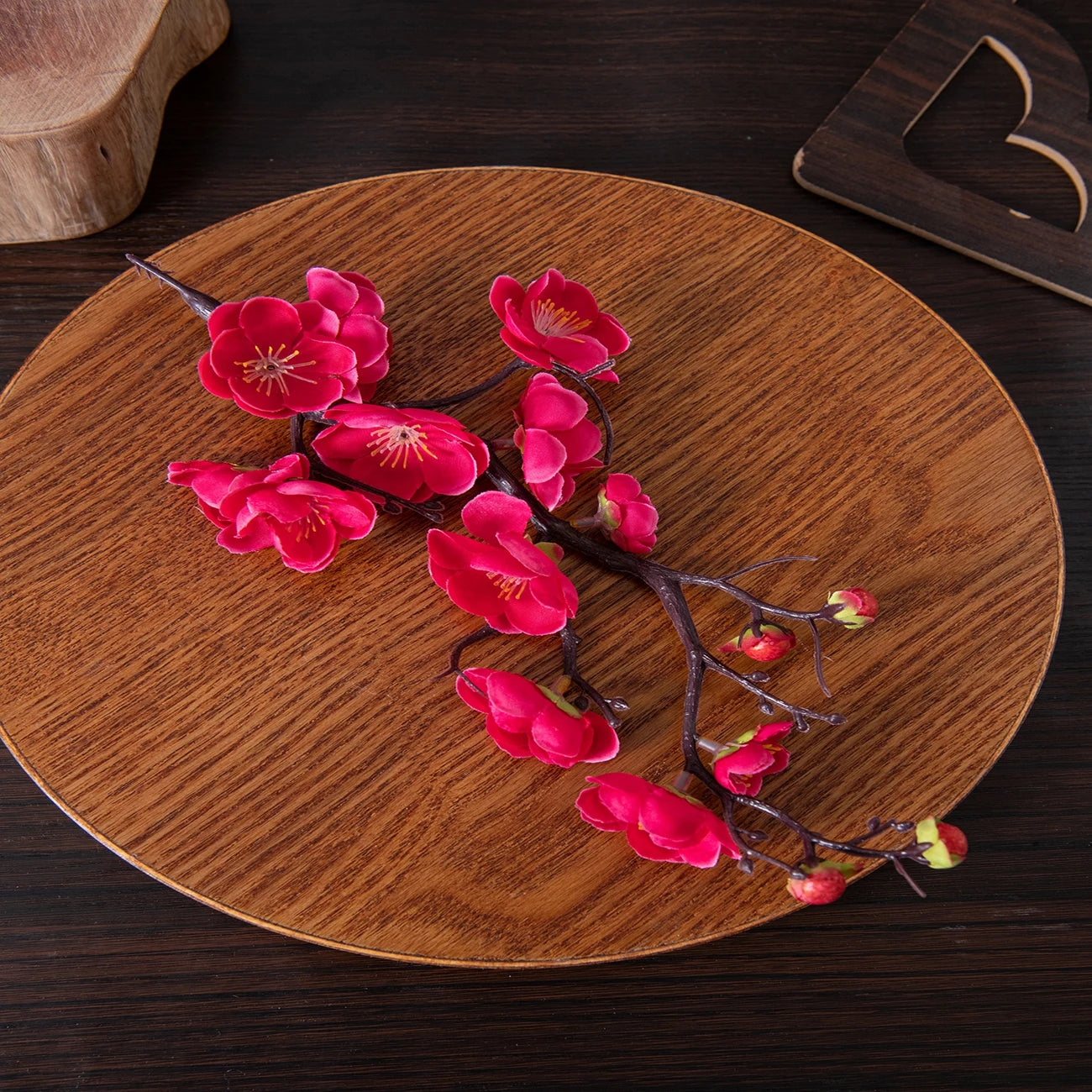 Artificial Flower Spring Plum Blossom Peach Branch Silk Flowers Home Wedding Party Decoration Christmas Wreaths diy dining table