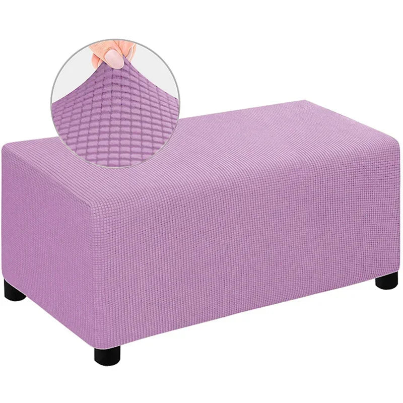 Jacquard Ottoman Slipcover Storage Stool Furniture Protector Cover Thick Rectangle Elastic Foot Rest Slipcover Home Decor 오토만 커버
