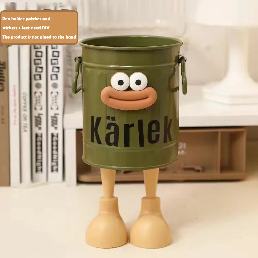 1 Pc cartoon pen holder, simple storage holder, for office storage, desk storage, home study storage (random letter stickers)