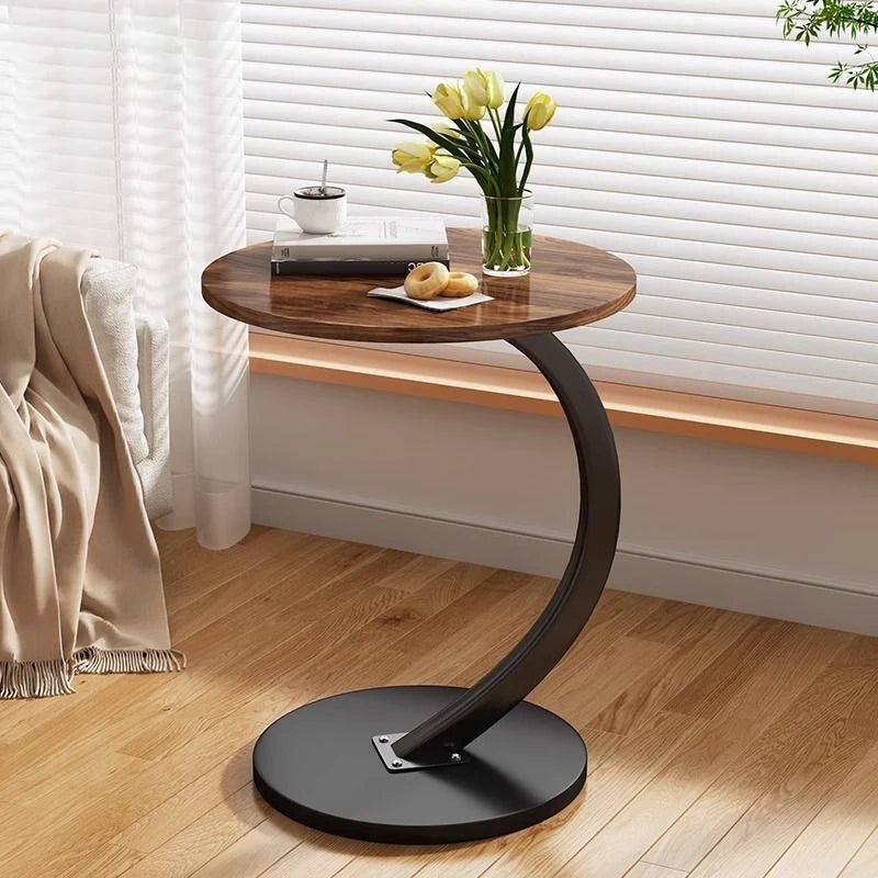 Small apartment light luxury bedside small coffee table round movable small table mini coffee table