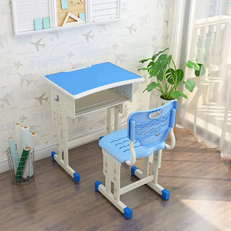 Children's Study Student Desk and Chair Set Adjustable Height Writing Desk for Kids Home & School Standard & Pro Cushion Version