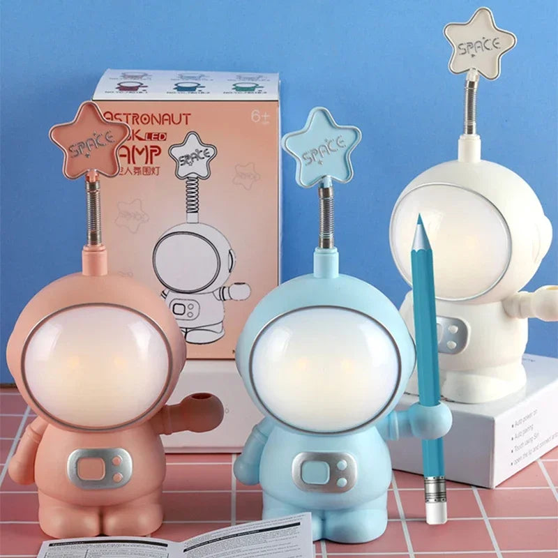 Creative Astronaut Flexible LED Study Desk Lamp with Phone Holder Bedside Color Adjust Table Lamp for Kids Student Room ﻿