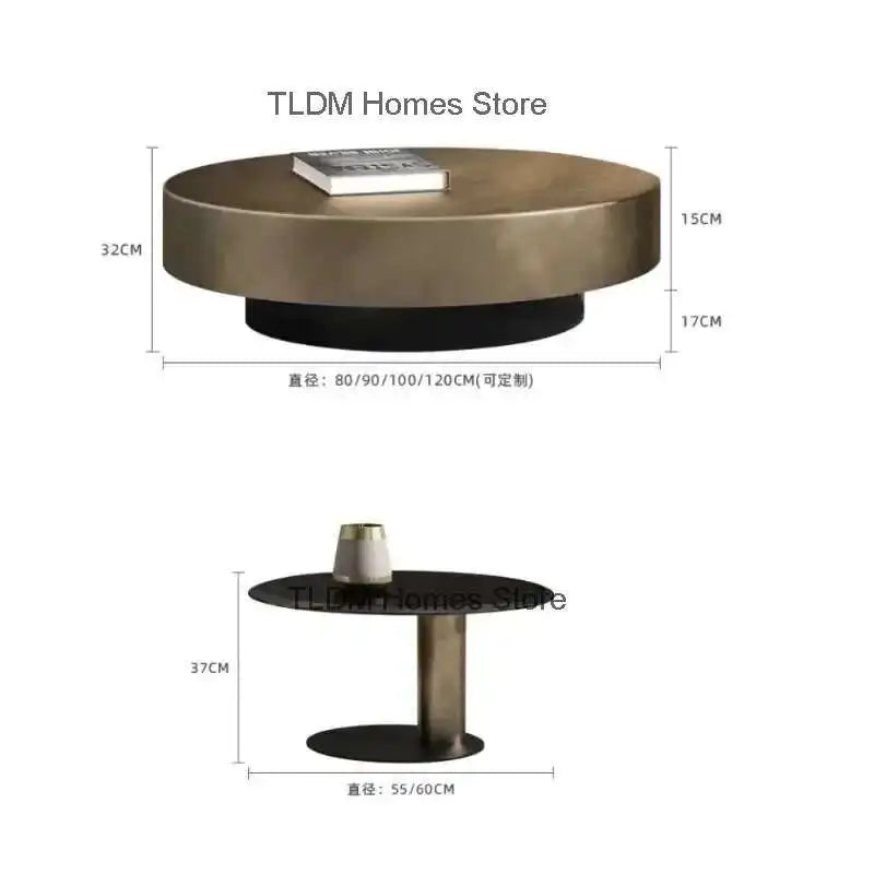 Designer Stainless Steel Coffee Tables European Luxury Round Tea Table Living Room Furniture Italian Tempered Glass Side Table