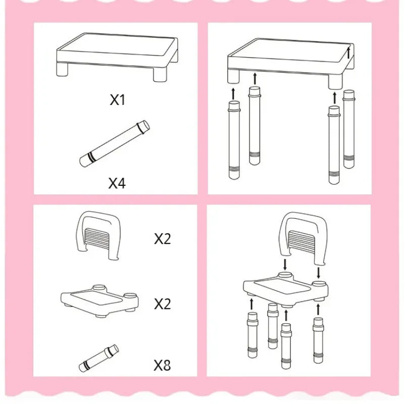 Kindergarten table and chair set Plastic Kids study table with Chair desk Toddler desk and chair set for Reading,Drawing,Snack