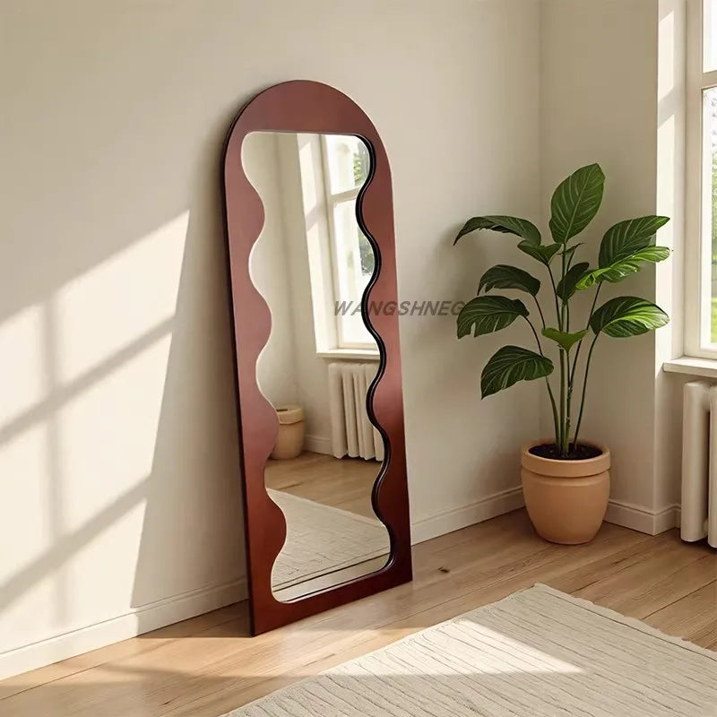 French Retro Household Use Shape Of Arch Design Full-Length Mirror Clothing Store Light Luxury Decoration Floor-Standing Mirror