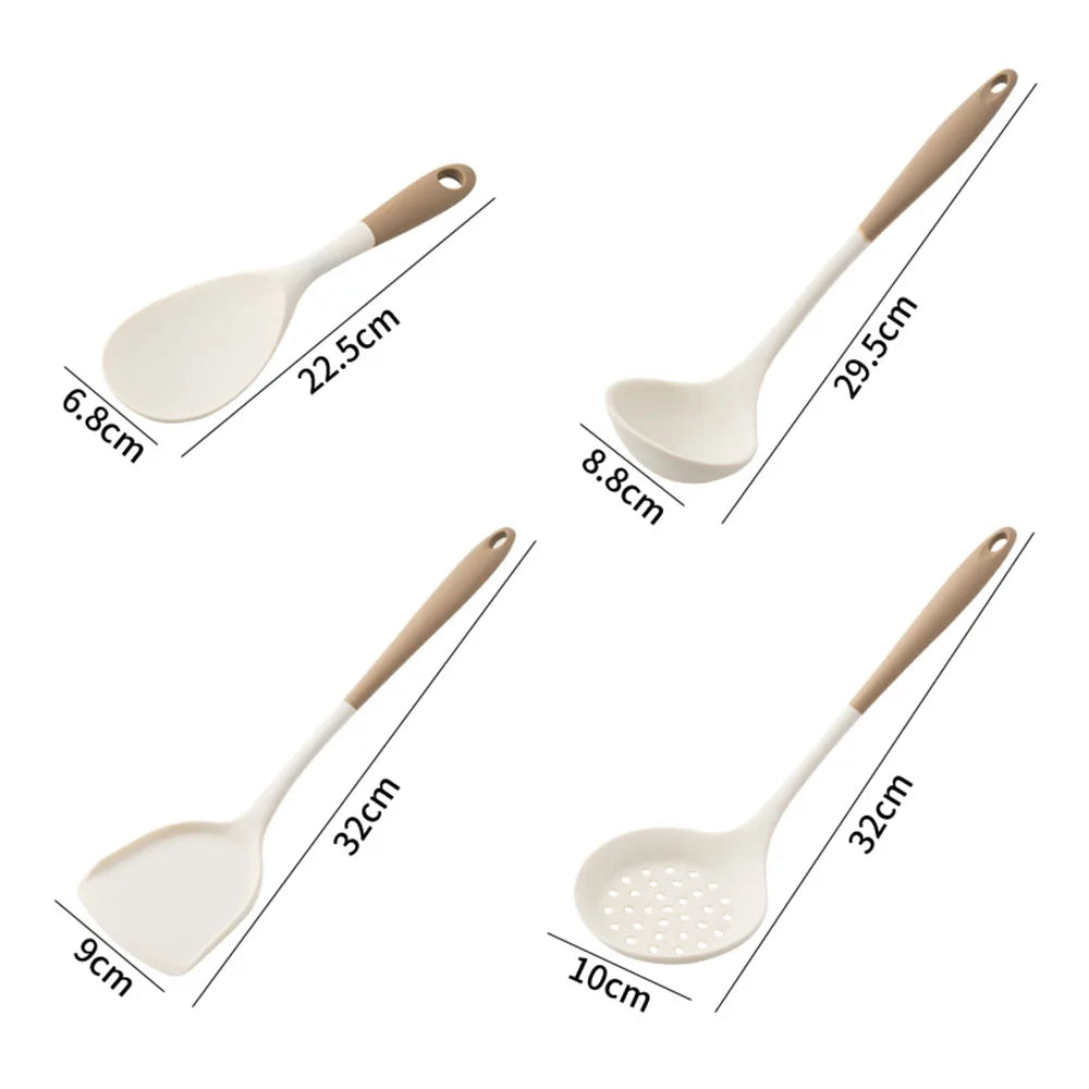 4Pcs Silicone Cooking Utensils Set Heat-resisting Kitchenware For Kitchen Non-stick Cooking Tools Set Spatula Shovel Rice Spoon