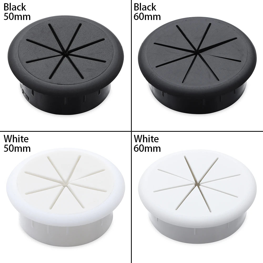 50/60MM Desk Cord Grommet Wire Hole Cover Line Outlet Port Threading Box Cover Cable Passing Box Office Table Cable Organizer