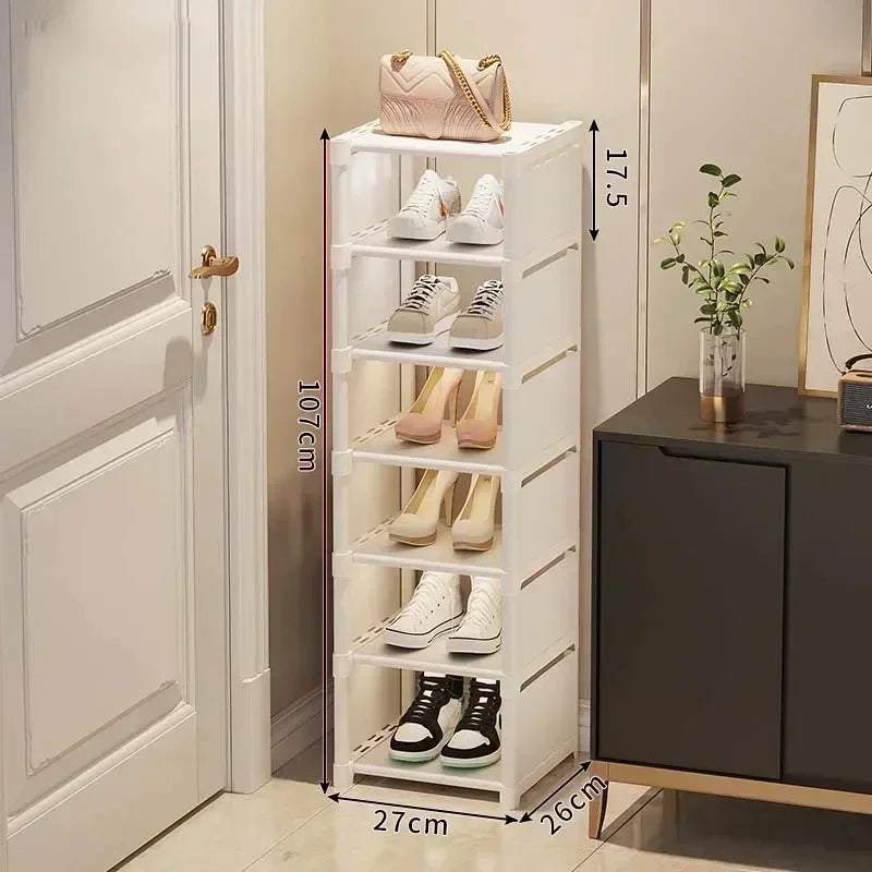 Entrance Shoe Rack Multiple Layers Stackable Footwear Organizer Rack Space Saving Wall Corner Shoe Cabinets Simple Shoes Shelf