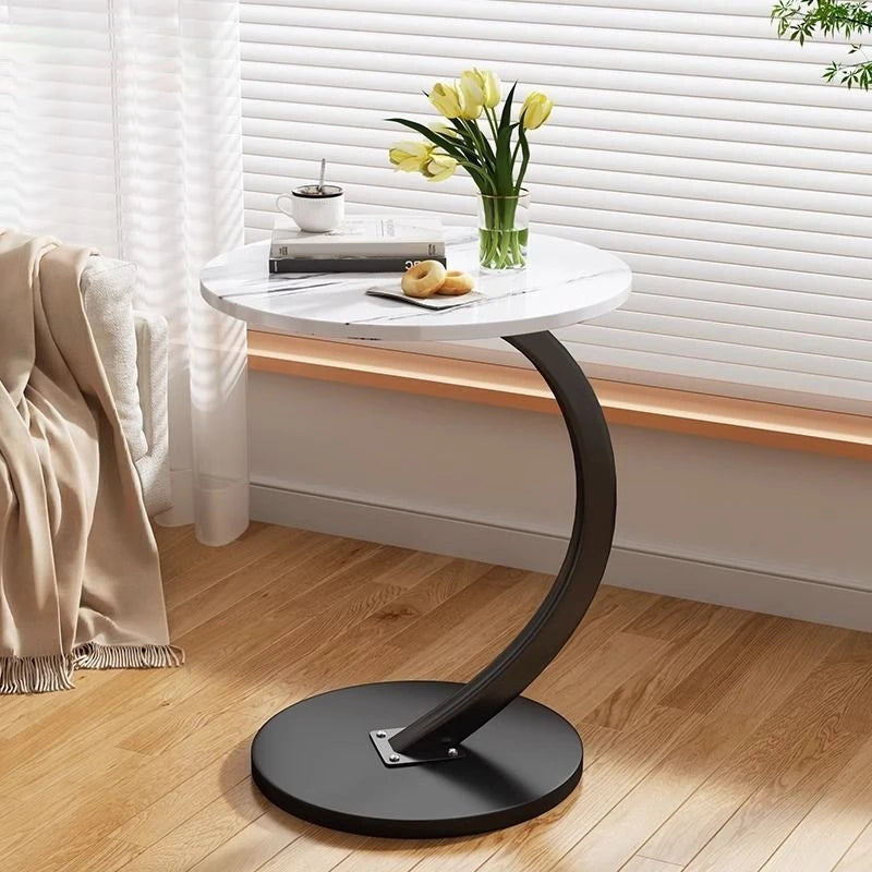 Small apartment light luxury bedside small coffee table round movable small table mini coffee table