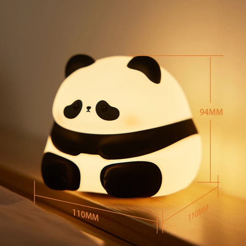 Cute Panda Night Light USB Rechargeable Bedside Sleeping Night Light Soft LED Squishy Panda Lamp Creative Gifts for Kids