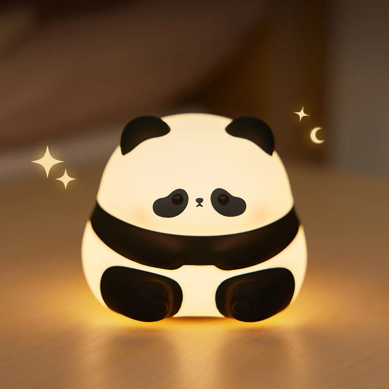 Cute Panda Night Light USB Rechargeable Bedside Sleeping Night Light Soft LED Squishy Panda Lamp Creative Gifts for Kids