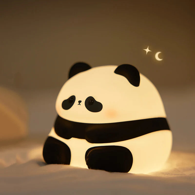 Cute Panda Night Light USB Rechargeable Bedside Sleeping Night Light Soft LED Squishy Panda Lamp Creative Gifts for Kids