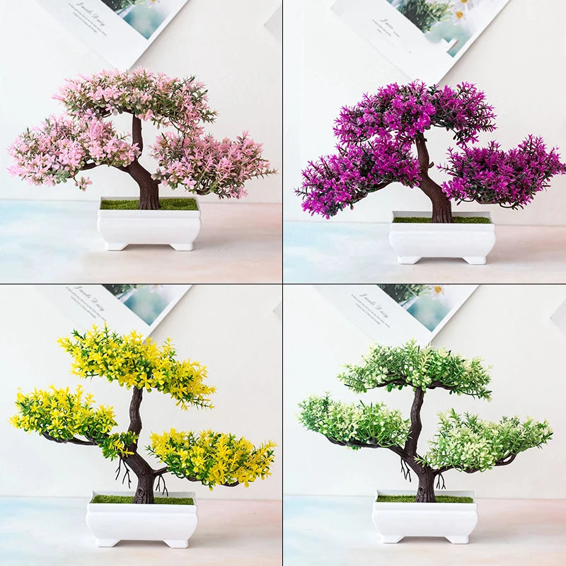 Artificial Plants Bonsai Small Tree Pots Fake Plant Flowers Potted Ornaments For Home Room Table Decoration Hotel Garden Decors