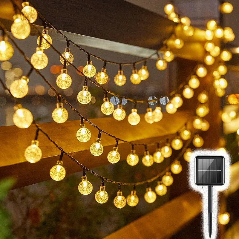 Outdoor Water Drops Outdoor Waterproof Orb Christmas Lights Patio Holiday Party Solar Bubble Balls Lamp String Lights