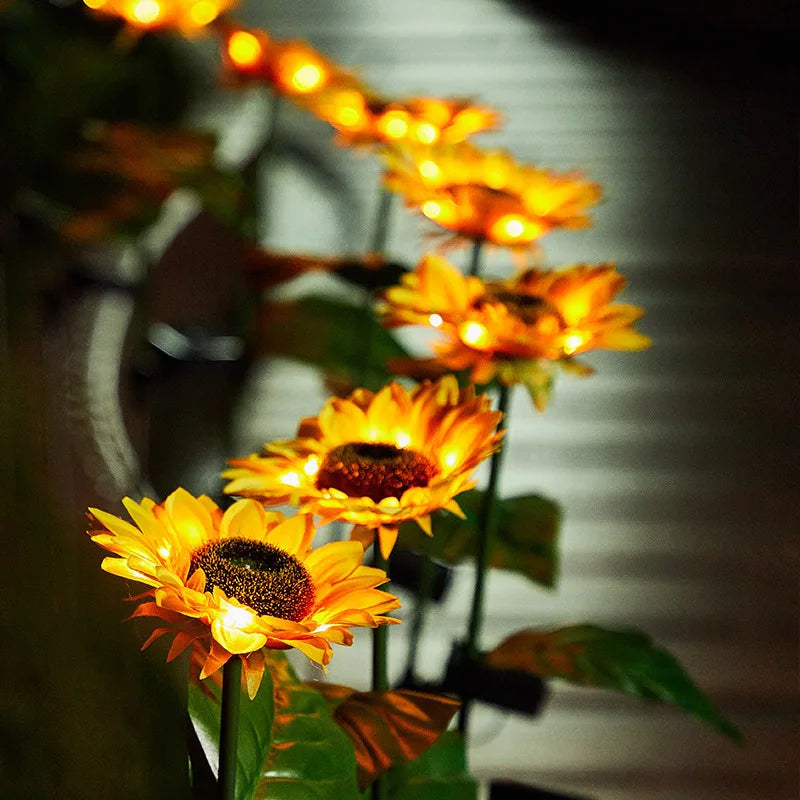 Outdoor LED Lawn Lamp Sunflower Solar Lights Ground Light Christmas Garden Party Wedding Home Courtyard Navidad Decoration