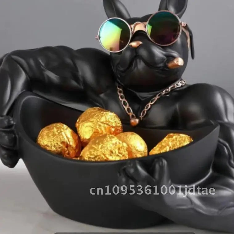 Cool Dog Figurine Statue Resin Animal Ornament Home Decor Storage Box Art Sculpture Gift