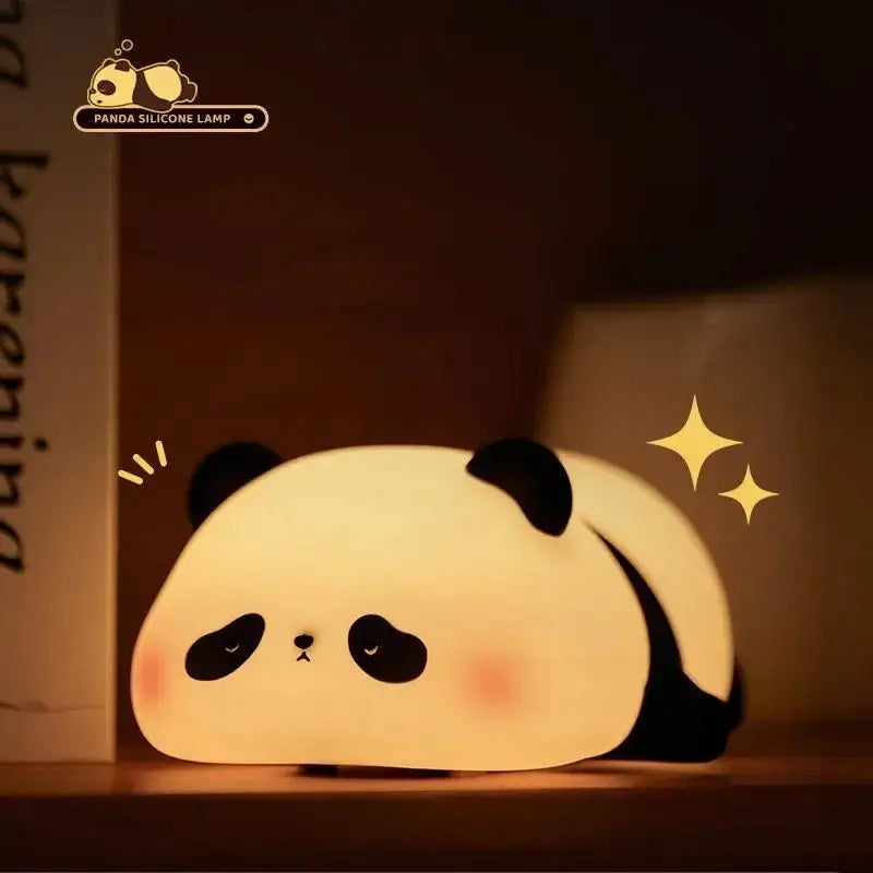 Cute Panda Silicone Patting Lamp Rechargeable Timing LED Night Light For Bedroom Bedside Room Decoration Kids Boys Birthday Gift
