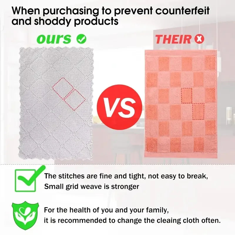 10pcs Microfiber Dish Cloths, Multi Purpose Dishwashing Towels For Tableware, Double Sided Cleaning Rags, Scouring Pads, Cleanin