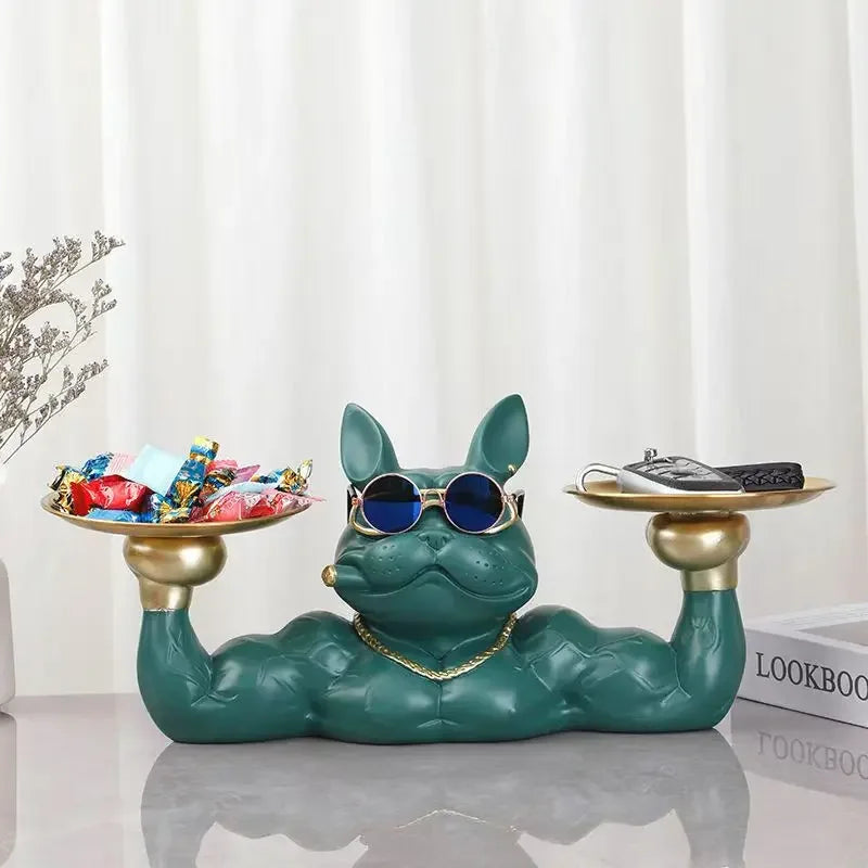 ERMAKOVA New Style Cool Dog Figurine Dog Statue Storage Box Animal Ornament Resin Craft Art Sculpture Figurine Home Decoration