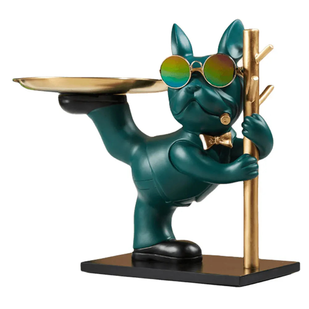 French Bulldog Sculpture Dog Statue with Tray and Keys Holder Storage Gift Home Decor Ornaments Rood Decor Animal Figurine