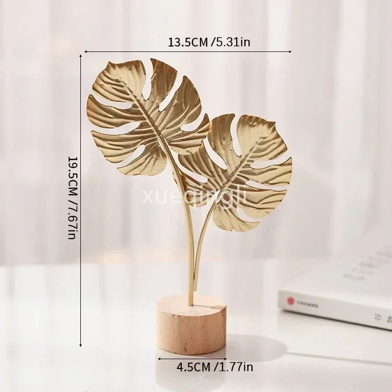 1pc Ginkgo Leaf Decoration Wooden Ornaments Miniature Figurines Office Desktop Crafts Home Decor Festival Gift Home Accessories