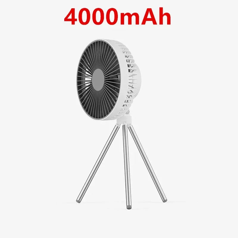 10000mAh 4000mAh Camping Fan Rechargeable Desktop Portable Circulator Wireless Ceiling Electric Fan with Power Bank LED Lighting