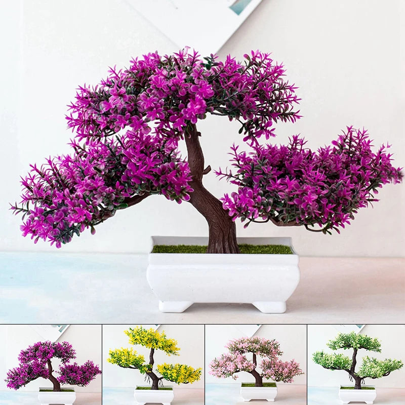 Artificial Plants Bonsai Small Tree Pots Fake Plant Flowers Potted Ornaments For Home Room Table Decoration Hotel Garden Decors