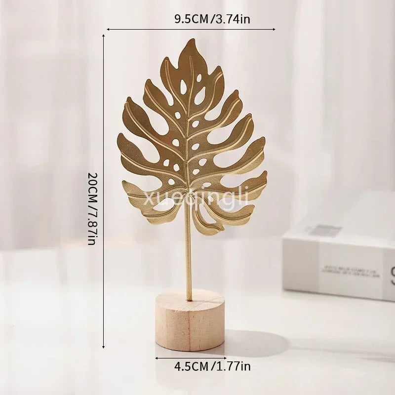 1pc Ginkgo Leaf Decoration Wooden Ornaments Miniature Figurines Office Desktop Crafts Home Decor Festival Gift Home Accessories